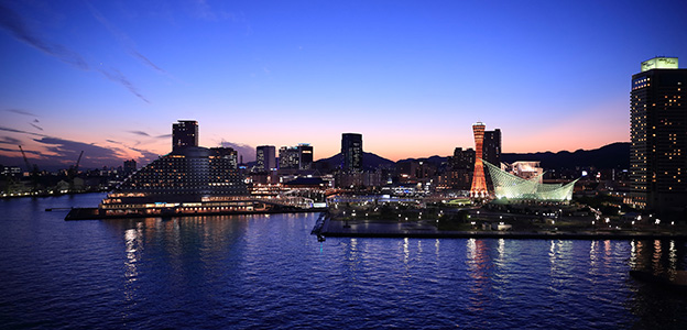 ハーバーランドの夕焼け風景